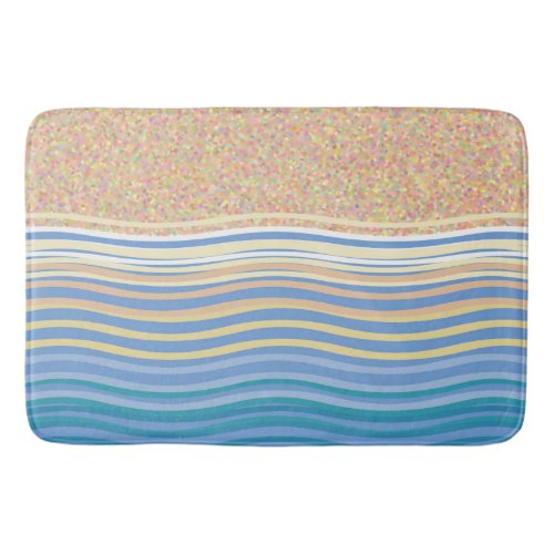 By the seaside beach sand and waves bath mat