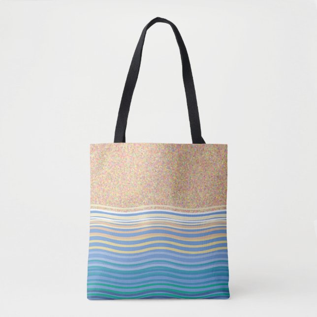 "By the seaside" beach vacation sand and waves Tote Bag (Front)