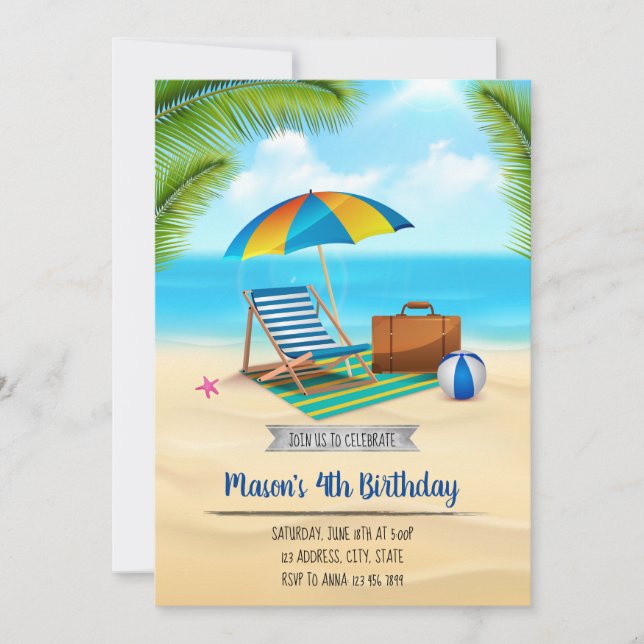 By the seaside party invitation (Front)