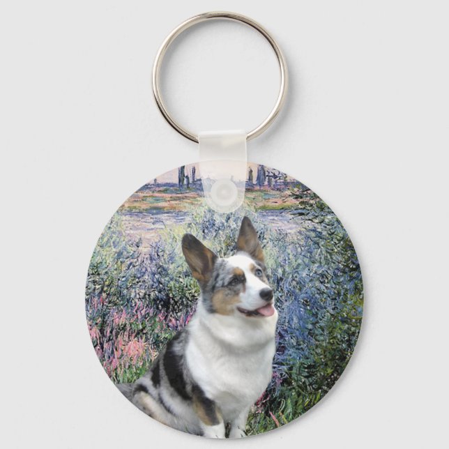 By the Seine - Merle Welsh Corgi Keychain (Front)