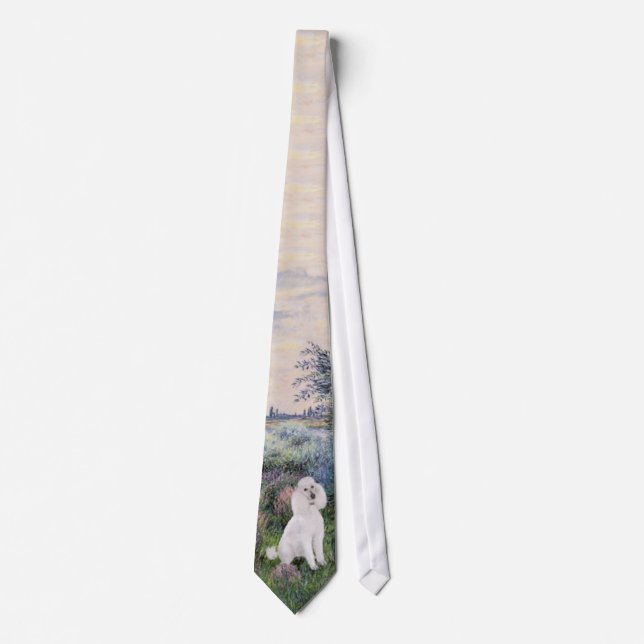 By the Seine (Monet) - Standard Poodle (W) Neck Tie (Front)