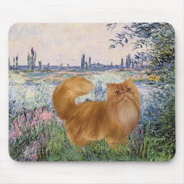 By the Seine - Red Persian cat Mouse Pad (Front)