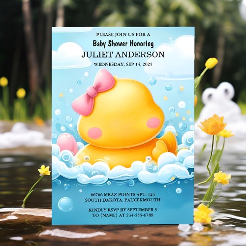 By Toy Pool Foam Bash Twin Rubber Duck Baby Shower Invitation