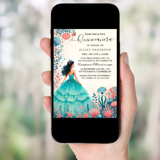 By Water Ocean Fish Life Under The Sea Quinceanera Invitation (Front Digital)