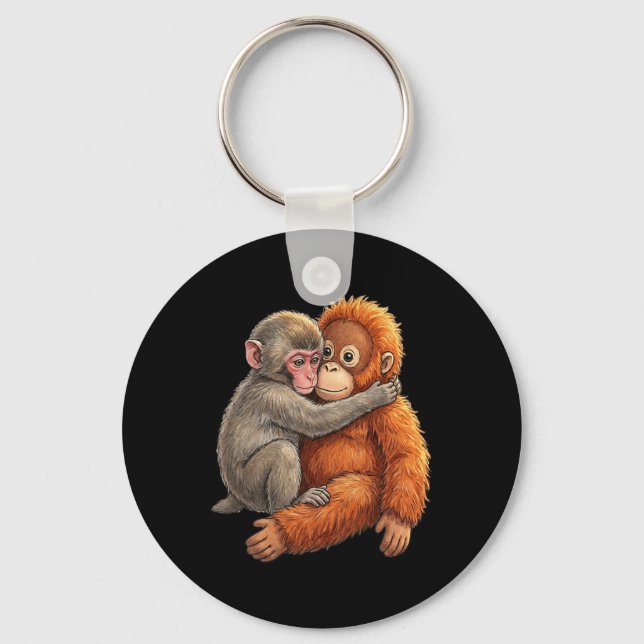 Byby Macaque Hugging Plush Cute Monkey Monkey Punc Keychain (Front)