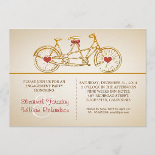bycicle cute engagement party invitations