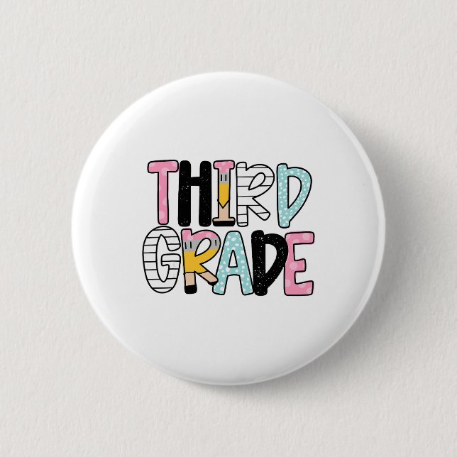 Byck To School Third Grade Teacher First Day Of 3r Button (Front)