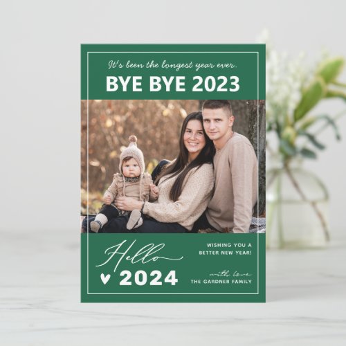 Bye 2023 Hello 2024  Modern Merry Christmas Photo Holiday Card