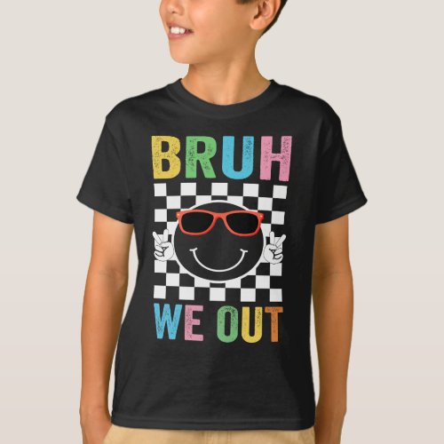 Bye Bruh We Out End Of School Retro Rainbow Sungla T_Shirt