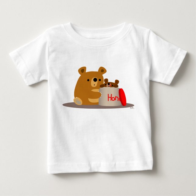 Bye Bye Honey! Cute Cartoon Bears Baby T-Shirt (Front)