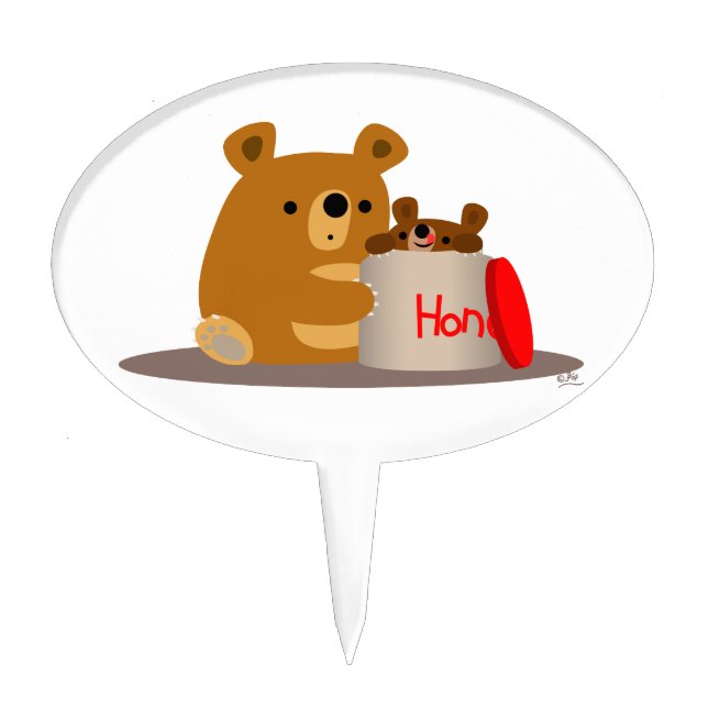 Bye Bye Honey! Cute Cartoon Bears Cake Pick (Front)