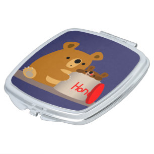Bye Bye Honey! Cute Cartoon Bears Compact Mirror