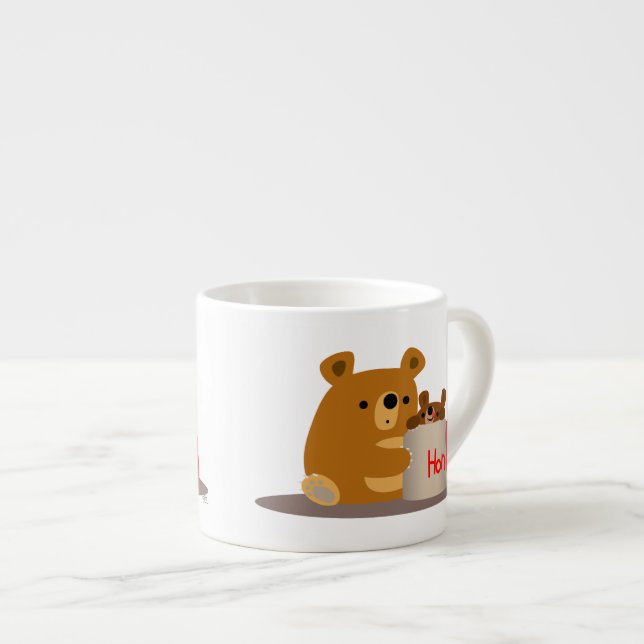 Bye Bye Honey! Cute Cartoon Bears Espresso Mug (Front Right)