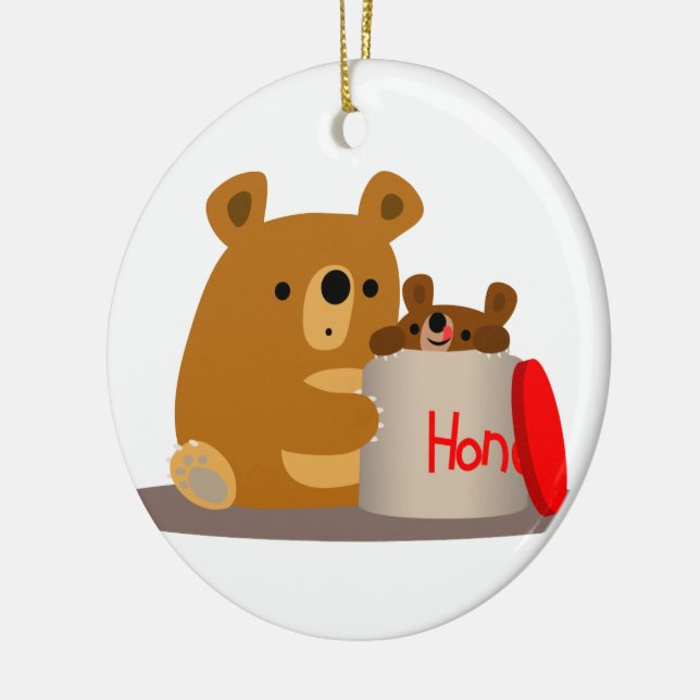 Bye Bye Honey! Cute Cartoon Bears Ornament (Left)