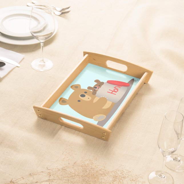 Bye Bye Honey! Cute Cartoon Bears Serving Tray (Front)