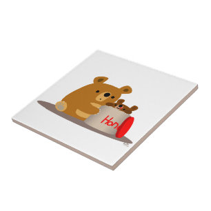 Bye Bye Honey! Cute Cartoon Bears Tile