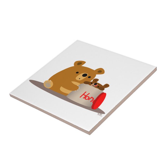 Bye Bye Honey! Cute Cartoon Bears Tile (Side)