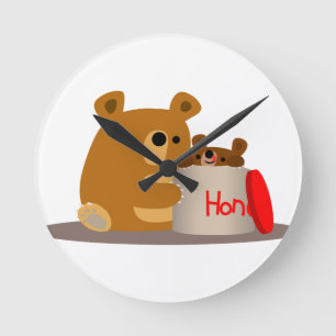 Bye Bye Honey! Cute Cartoon Bears Wall Clock