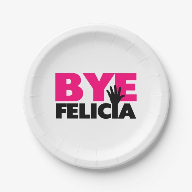 Bye Felicia Hand Wave Hot Pink Paper Plates (Front)