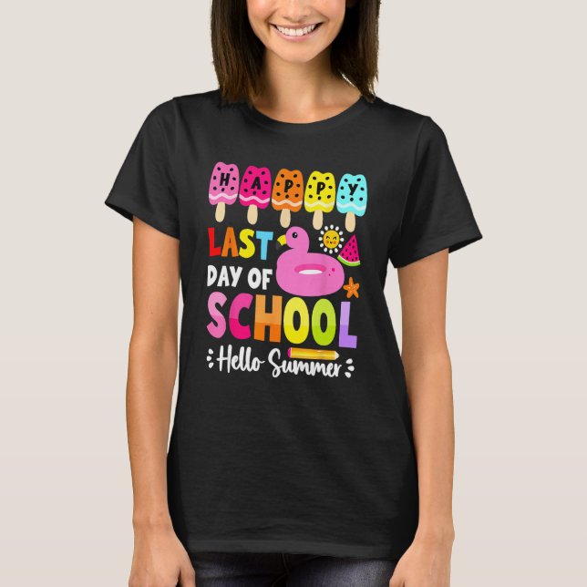 Bye School Hello Pool Summer Beach Happy Last Day  T-Shirt (Front)