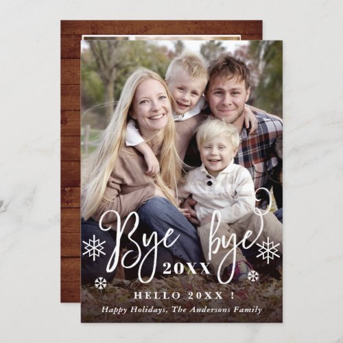 Bye Year Merry Christmas 3 Photo Greeting Holiday Card