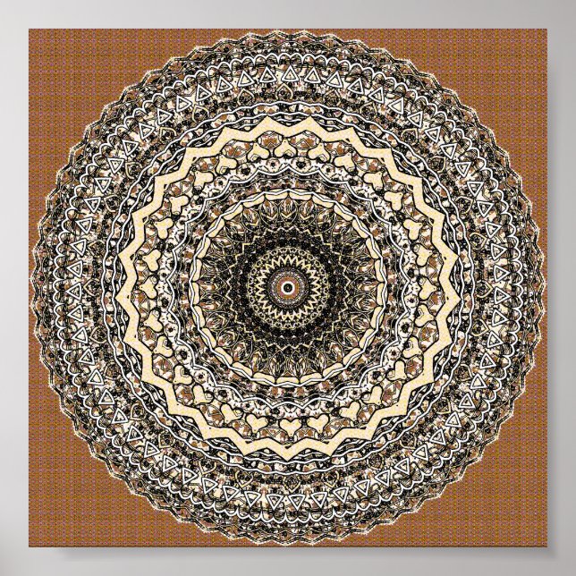 Bygone Love Mandala Kaleidoscope Pattern Poster (Front)