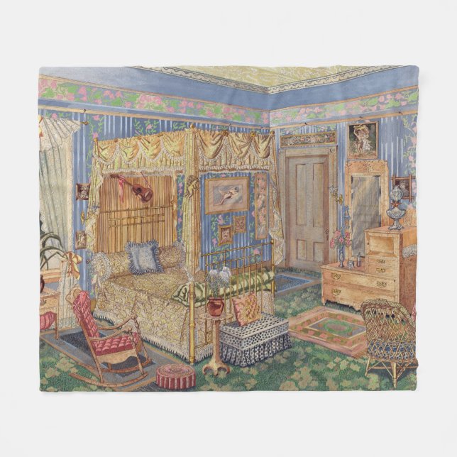 Bygone Old Fashioned Charm Fleece Blanket (Front (Horizontal))