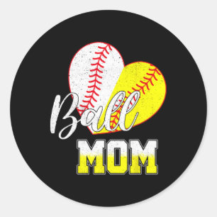 Byll Mom Heart Bysebyll Softbyll Mama Women Mother Classic Round Sticker