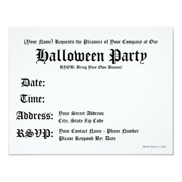 BYOB: Bring Your Own Boos Halloween Invitation
