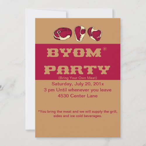 BYOM Bring Your Own Meat BBQ Invitation