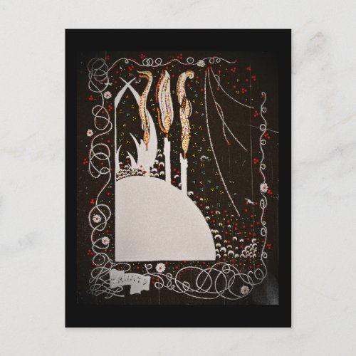 Byrds Words Candles on Black Postcard