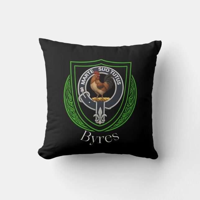 Byres Scottish Clan Crest Throw Pillow (Front)
