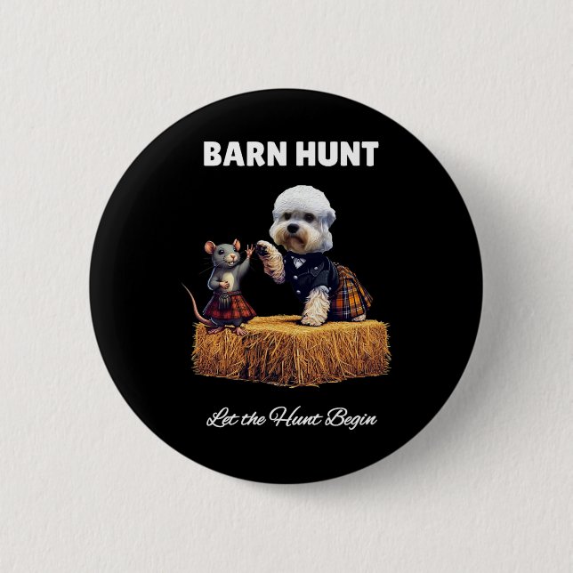 Byrn Hunt Lover - Cute Rat And Dandie Dinmont Dog  Button (Front)