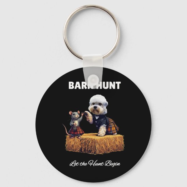 Byrn Hunt Lover - Cute Rat And Dandie Dinmont Dog  Keychain (Front)