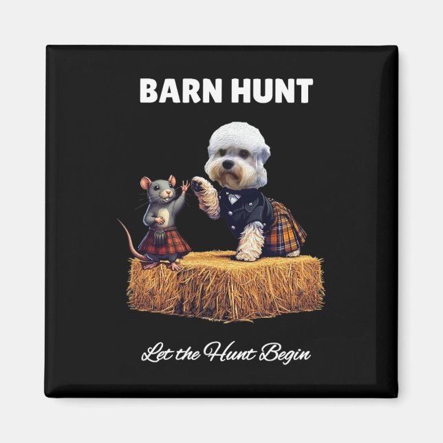 Byrn Hunt Lover - Cute Rat And Dandie Dinmont Dog  Magnet (Front)