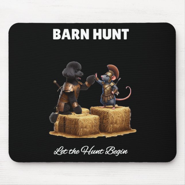 Byrn Hunt Lover - Cute Warrior Rat And Black Poodl Mouse Pad (Front)