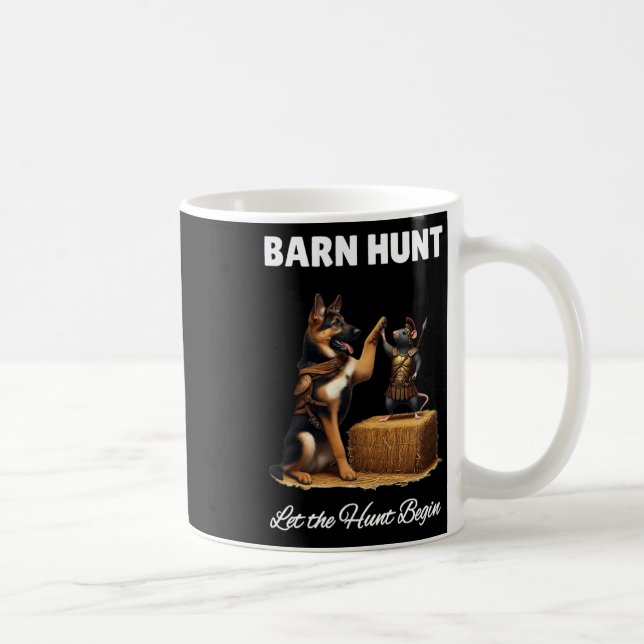 Byrn Hunt Lover - Cute Warrior Rat And German Shep Coffee Mug (Right)