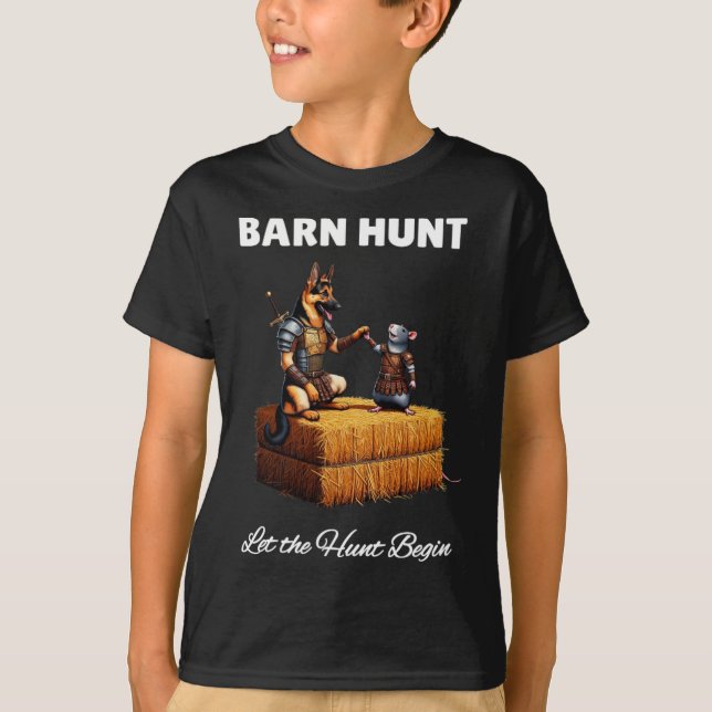 Byrn Hunt Lover - Cute Warrior Rat And German Shep T-Shirt (Front)