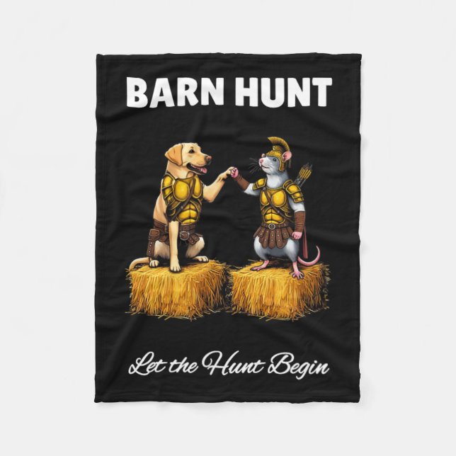 Byrn Hunt Lover - Cute Warrior Rat And Yellow Labr Fleece Blanket (Front)
