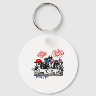 Byrn In The Usa Horses Funny Horse 4th Of July  Keychain