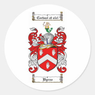 BYRNE FAMILY CREST - BYRNE COAT OF ARMS CLASSIC ROUND STICKER