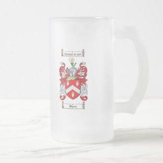 BYRNE FAMILY CREST - BYRNE COAT OF ARMS FROSTED GLASS BEER MUG