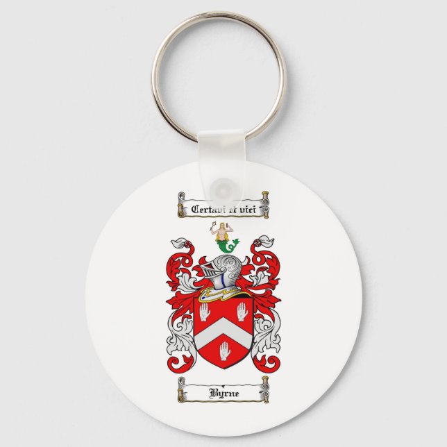 BYRNE FAMILY CREST -  BYRNE COAT OF ARMS KEYCHAIN (Front)