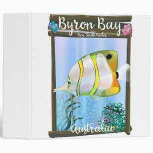 Byron Bay Australia travel poster. 3 Ring Binder