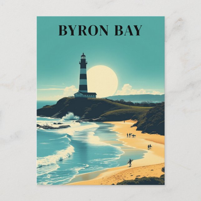 Byron Bay Australia Vintage Beach Lighthouse Postcard (Front)