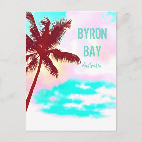 Byron bay Hippie town palm tree Australia Postcard