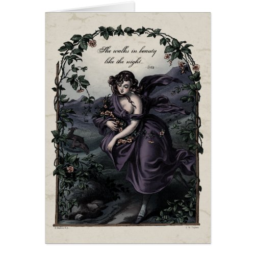 Byron She Walks in Beauty Victorian Art Card