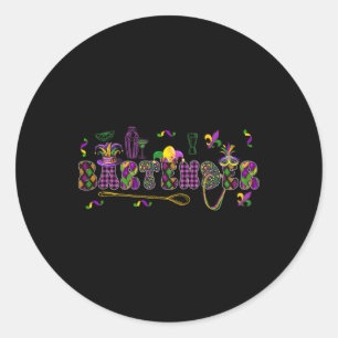 Byrtender Mardi Gras Symbols Masked Jester Hat Job Classic Round Sticker