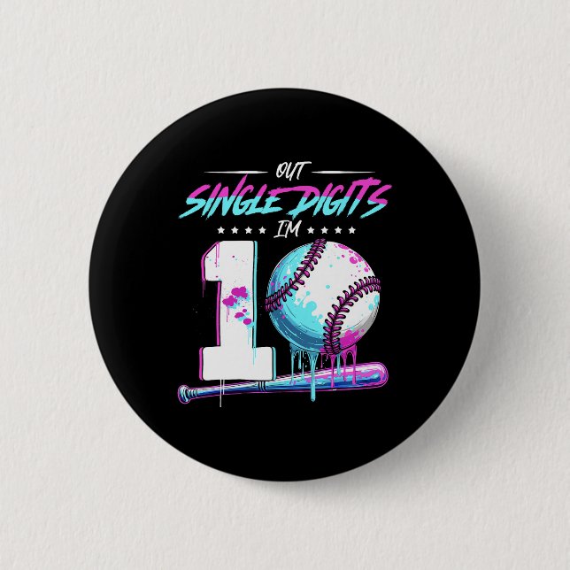 Bysebyll 10 Years Old Birthday Double Digits 10 Bi Button (Front)