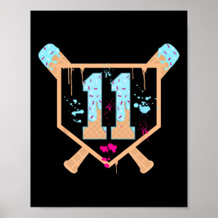 Bysebyll 11 Year Old Ice Cream Drip 11th Birthday Poster